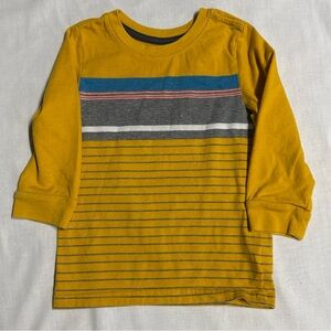 Cat & Jack Mustard and Gray Striped Long Sleeve Tee